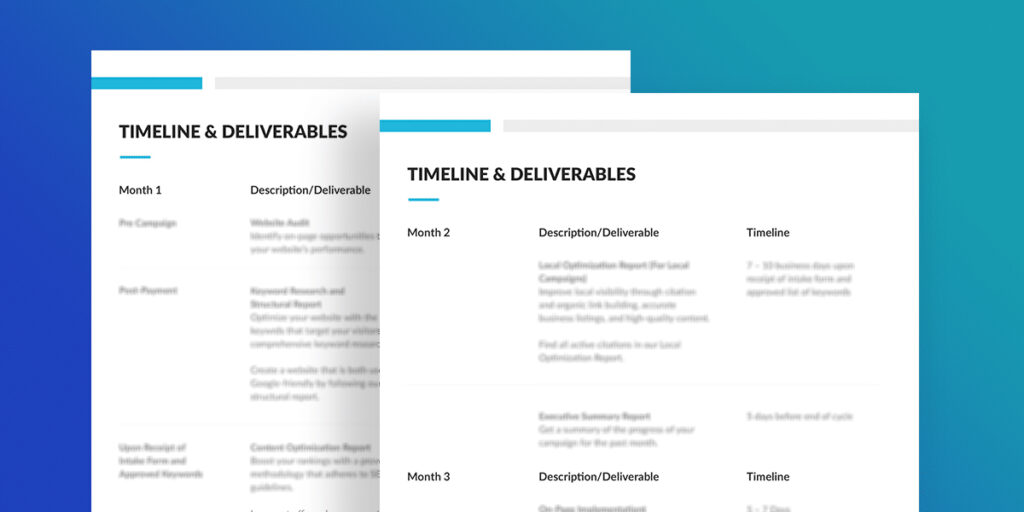 SEO Consulting the Timeline and Deliverables